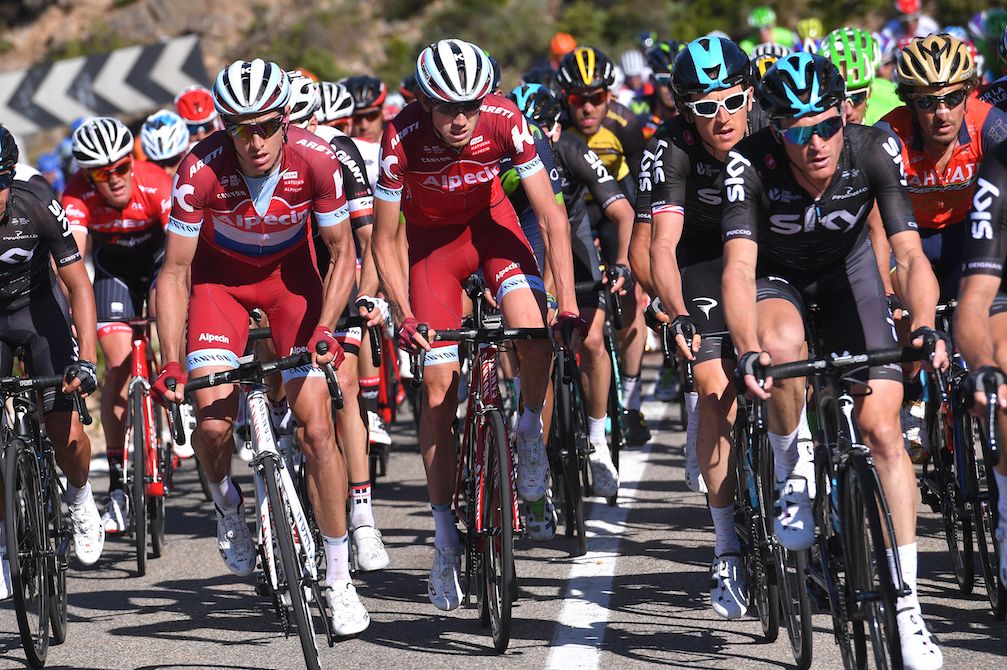 Katusha-Alpecin and Sky on the second stage of the Giro d'Italia