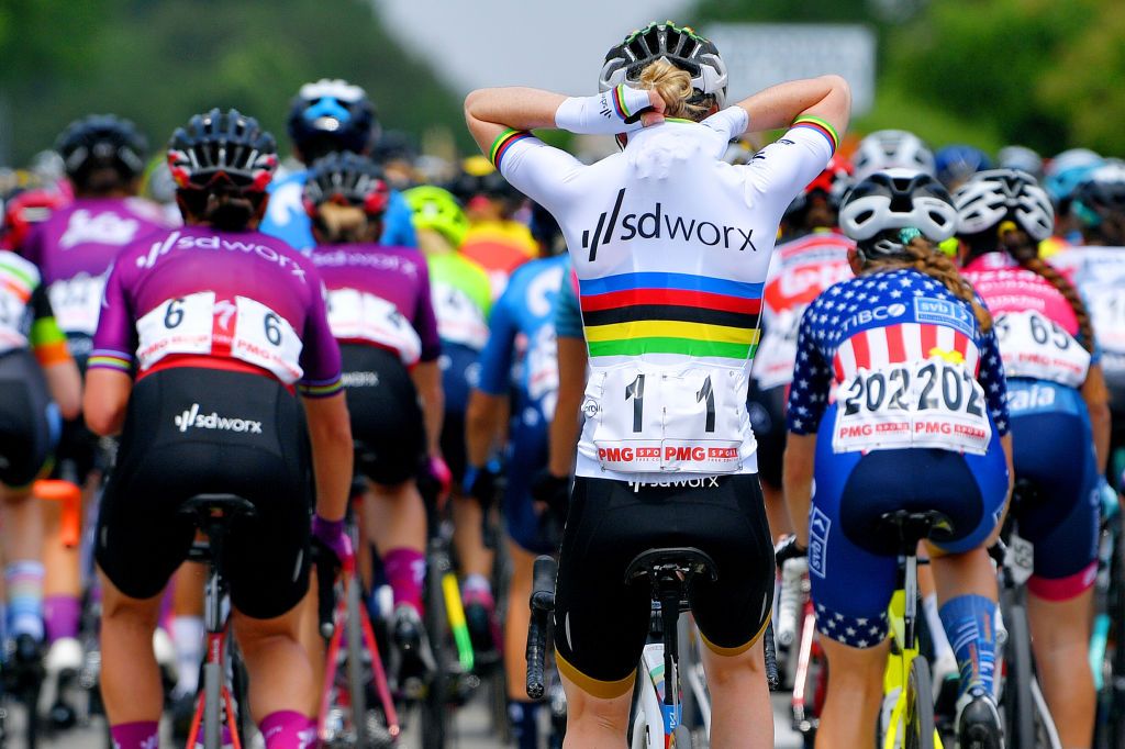 PRATO NEVOSO ITALY JULY 03 Anna Van Der Breggen of Netherlands and Team SD Worx during the 32nd Giro dItalia Internazionale Femminile 2021 Stage 2 a 1001km stage from Boves to Prato Nevoso Colle del Prel 1607m Ice Cooling Detail view GiroDonne UCIWWT on July 03 2021 in Prato Nevoso Italy Photo by Luc ClaessenGetty Images