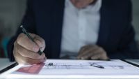 An architect drawing the designs for a house