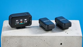 the rode wireless micro camera kid photographed against a blue tom's guide background