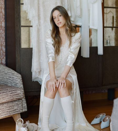 Photo of Jamie Schneider getting ready for her wedding