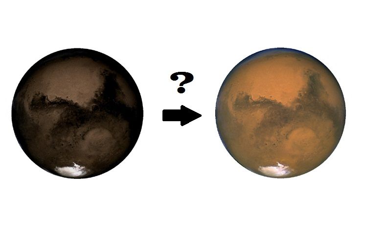 Mars is red now, but it may have looked charcoal in the past.