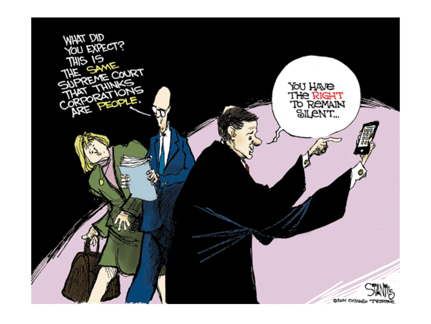 Political cartoon Supreme Court phone privacy