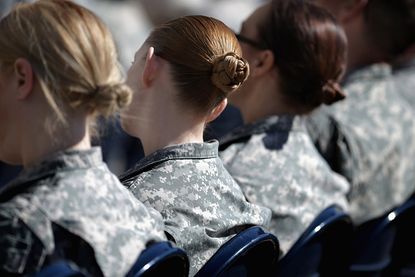 US Soldiers observe Sexual Assault Awareness and Prevention Month at the Pentagon.