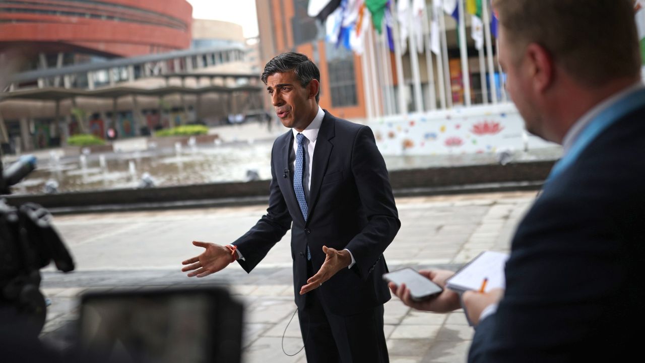 Rishi Sunak speaks to media at the G20 summit in New Delhi 