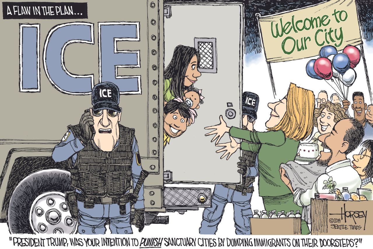 Political&amp;amp;nbsp;Cartoon&amp;amp;nbsp;U.S. Trump sanctuary cities immigrants border crisis ICE