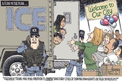 Political&nbsp;Cartoon&nbsp;U.S. Trump sanctuary cities immigrants border crisis ICE