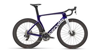 a purple and white cervelo s5
