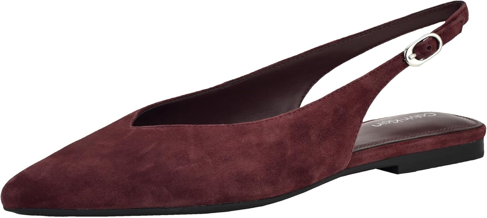 Calvin Klein, Calvin Klein Women&#039;s Galiana Flat, Dark Red Suede 600, 7