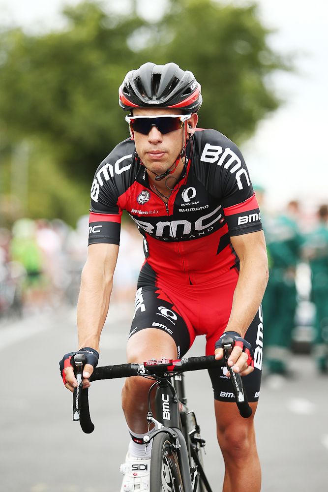 Richie Porte rides to the start line of stage 1 at the Tour Down Under.
