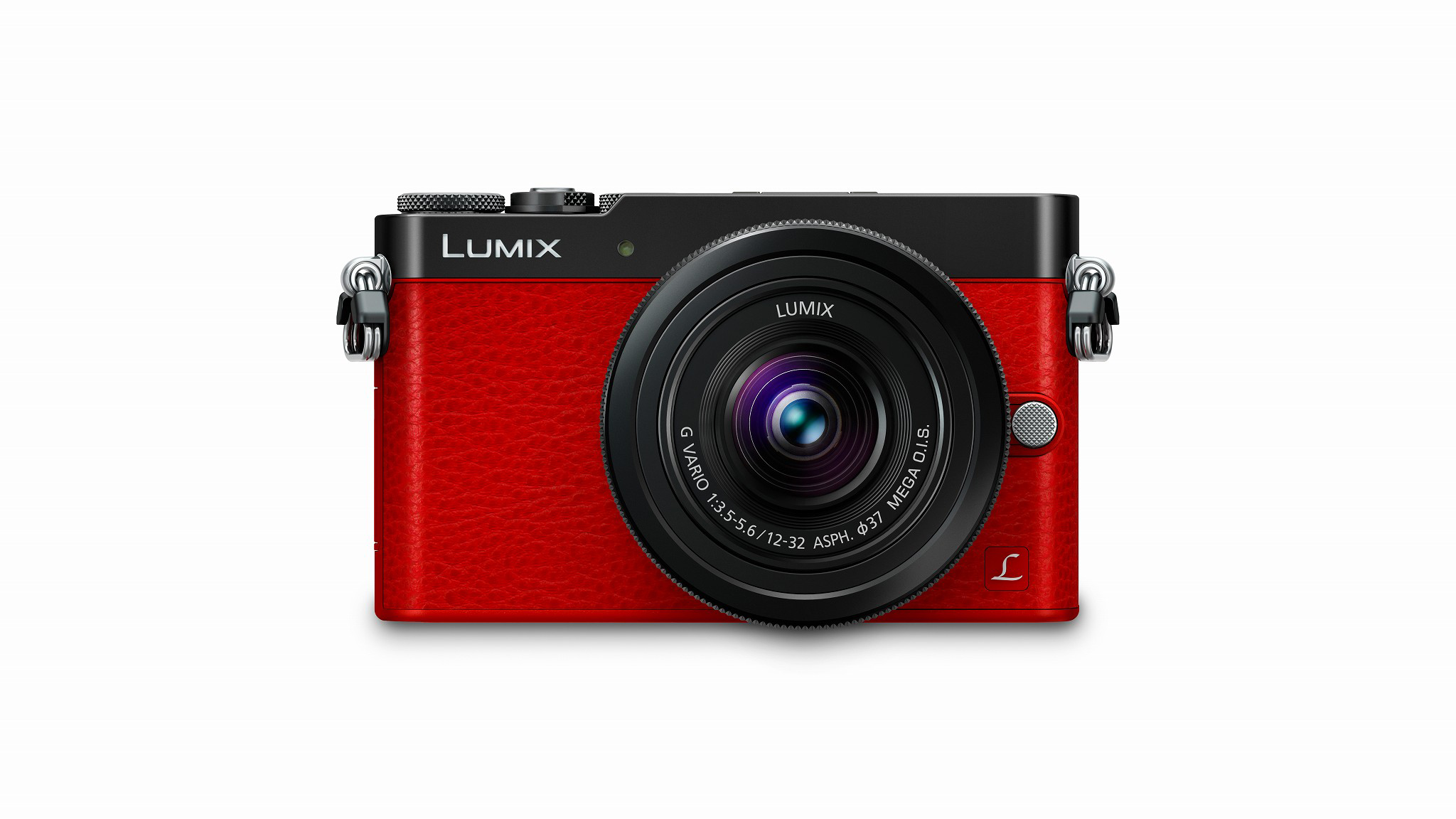 A red Panasonic GM5 on a white background