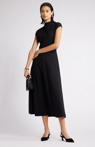 Mock Neck Ponte Midi Dress