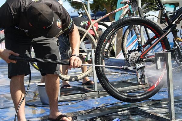 The Pragma bike wash in action at the Cape Epic