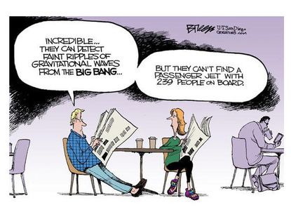 Editorial cartoon Malaysia missing airline Big Bang