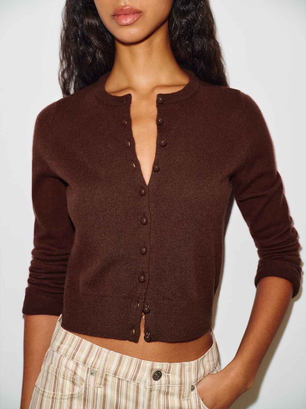 Caspia Cashmere Cropped Cardigan