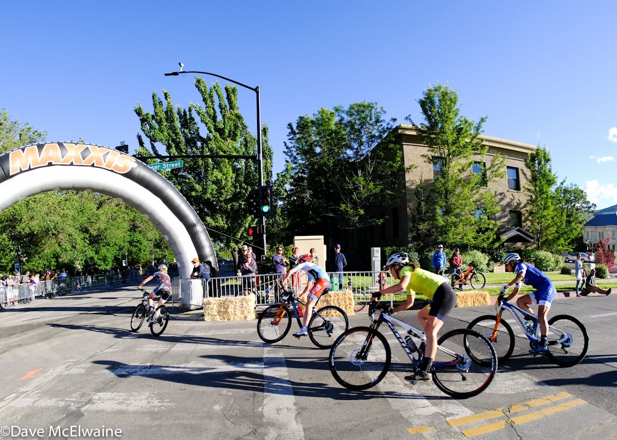 Amy Beisel (Ridebiker) taking a turn at the front of the race