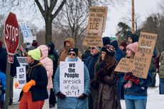 3DFHJBA Ice Out protest January 11, 2026 in Minneapolis, MN.
United States Immigration and Customs Enforcement (ICE) agent shot and killed Renee Good in Min