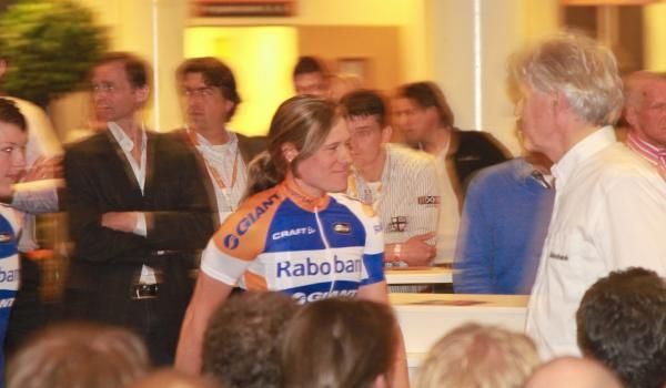 Katie Compton is introduced at the Rabobank Giant team presentation