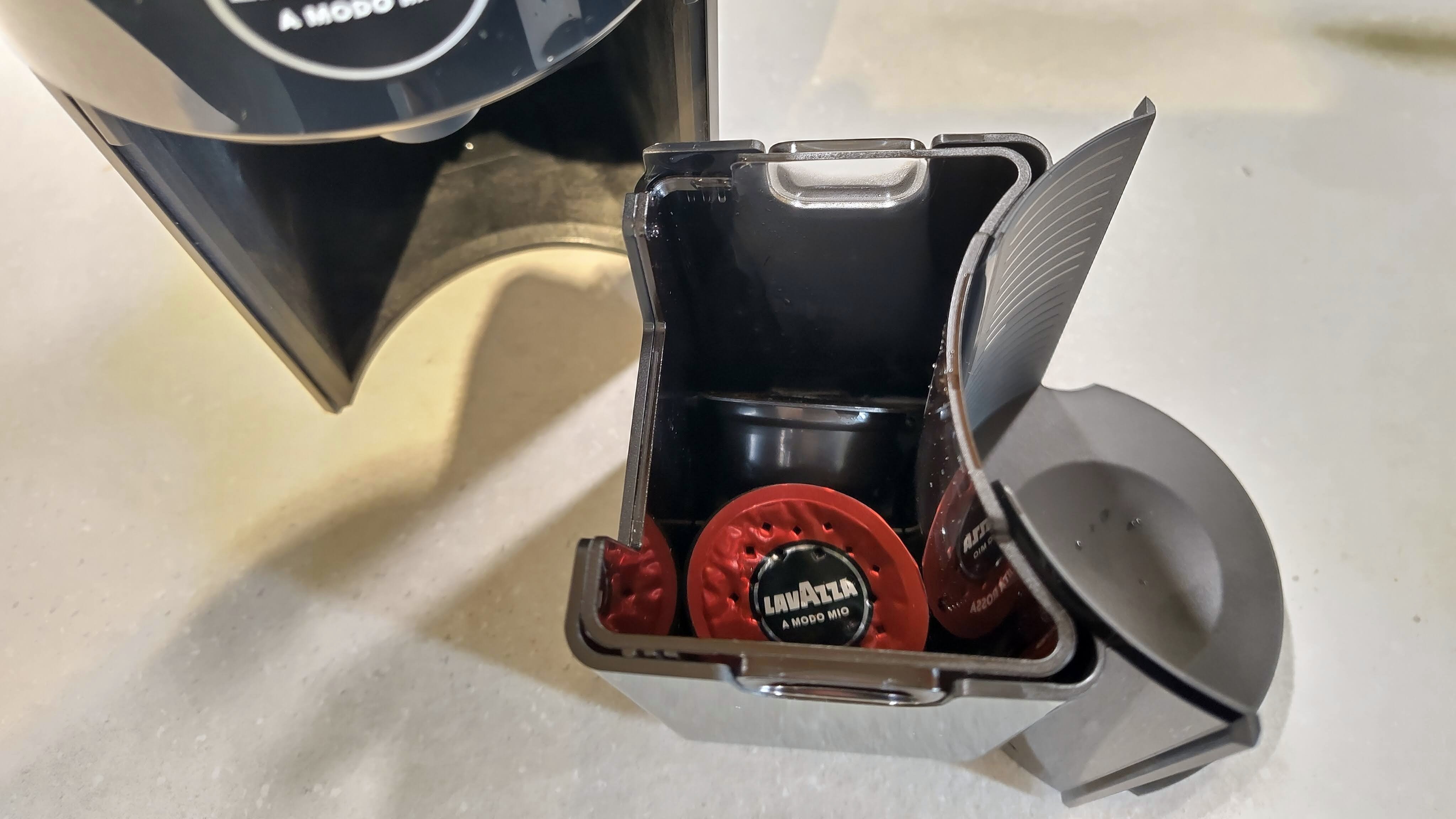 Used coffee pods in Lavazza Jolie Evo coffee maker
