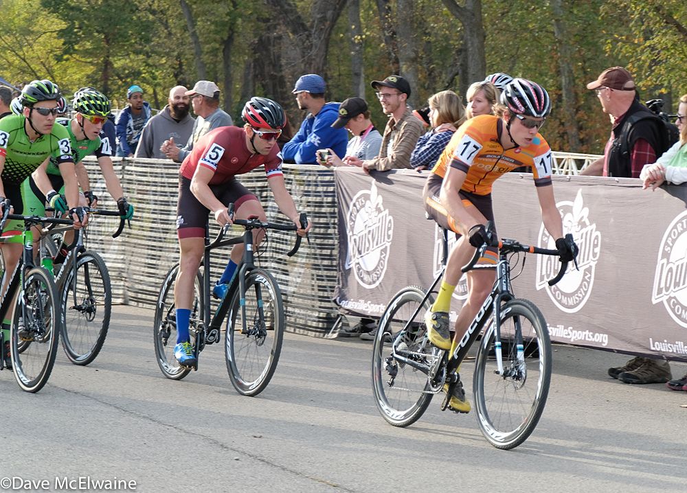Grant Ellwood (Boulder Cycle Sport) leading the race on the pavement