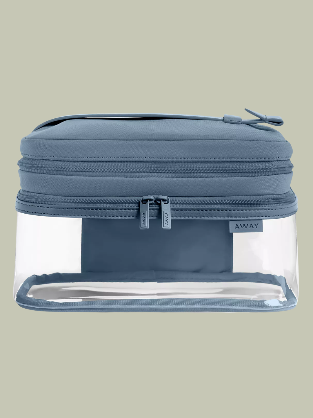 A woven blue cosmetic case from AWAY