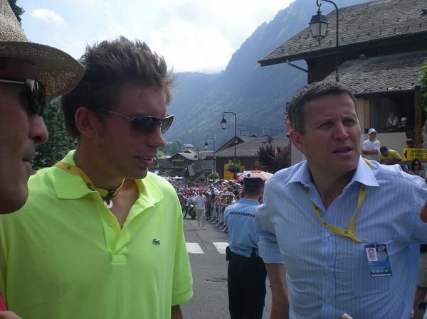 With former yellow jersey Pascal Lino, tennis player Nicolas Mahut who played the longest game ever in Wimbledon two weeks ago.