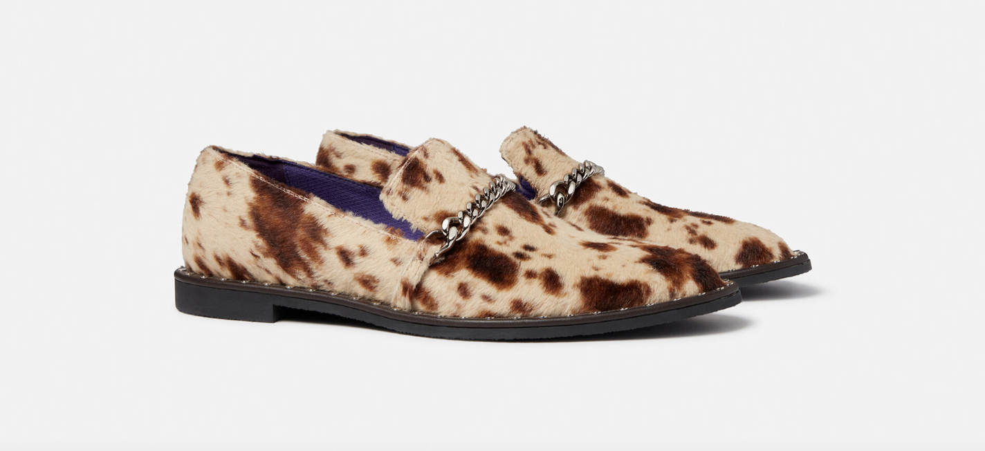 Falabella Appaloosa Print Velvet Loafers