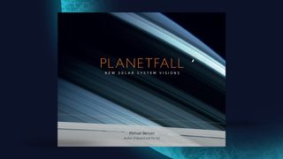 Planetfall book cover on a blue planet background