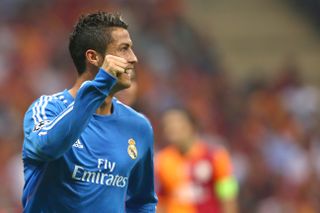 Cristiano Ronaldo celebrates after scoring for Real Madrid against Galatasaray in September 2013.