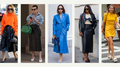 how to style a leather skirt inspiration from street style
