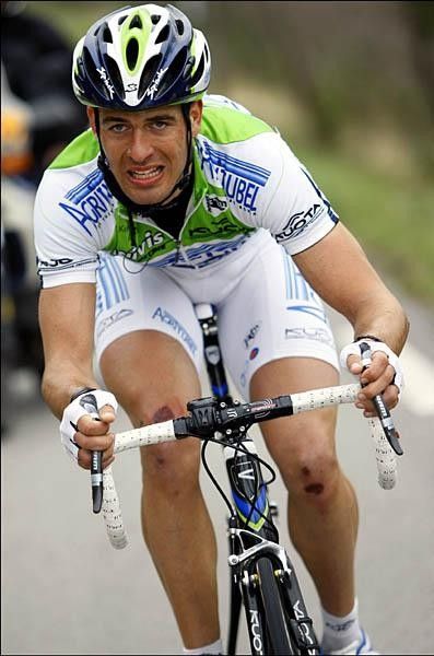 Ista had a crash earlier in the race and shows his souvenirs still.