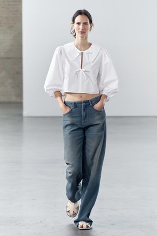 Cropped Poplin Blouse Zw Collection