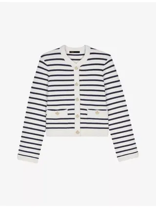 Maracasse Striped Stretch-Knit Cardigan