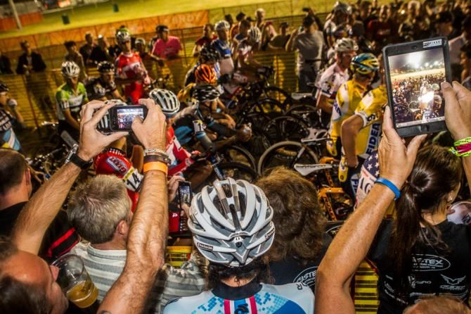 Fans get ready for the mens race to start.