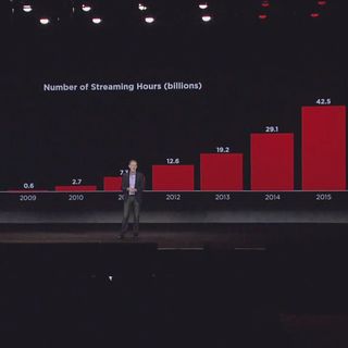 presenter presents netflix streaming hours by graph