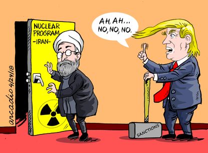 Political cartoon U.S. Trump Iran deal sanctions