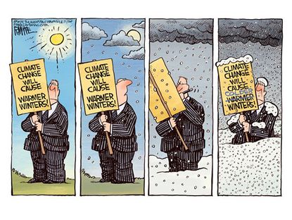Editorial cartoon climate change colder winters