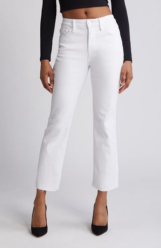 Good Straight High Waist Raw Hem Straight Leg Jeans