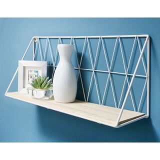 B&M white tromso shelf with geometric lines