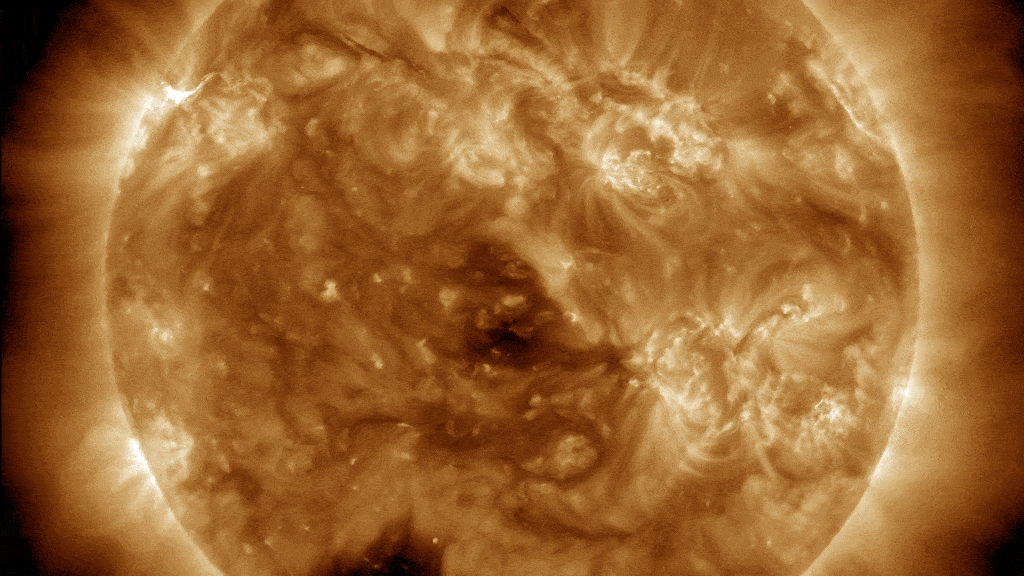 A clip of the X-class flare erupting from the sun on Feb. 17 followed by a 'solar tsunami' that is visible as a faint shockwave in the surrounding region.