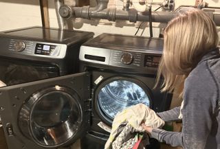 woman doing laundry