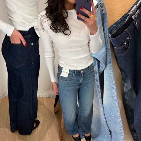 WWW assistant shopping editor Josephine Hadjiloucas tries on Madewell jeans. 