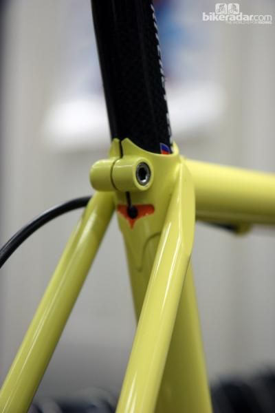 Rebolledo adds a splash of color to the base of this seat lug.