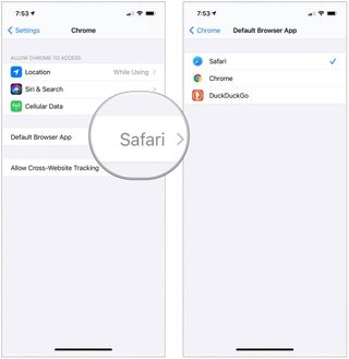 To change the default browser app on iPhone and iPad, tap the Settings app, select the Default Browser App then choose the app from the list.