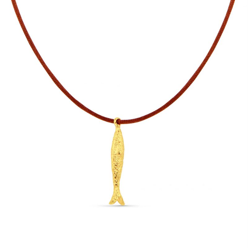 Molten Fish & Cord Adjustable Necklace