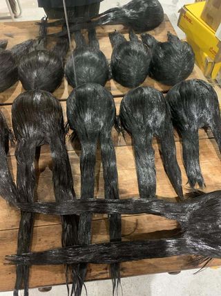 wigs being made