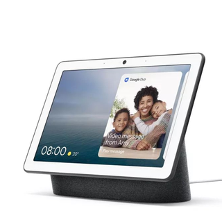 Google Nest Hub Max digital photo frame on a white background