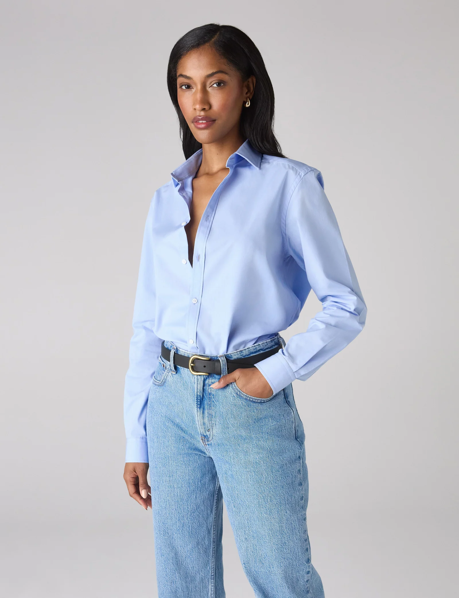 With Nothing Underneath, The Classic: Fine Poplin, Sky Blue
