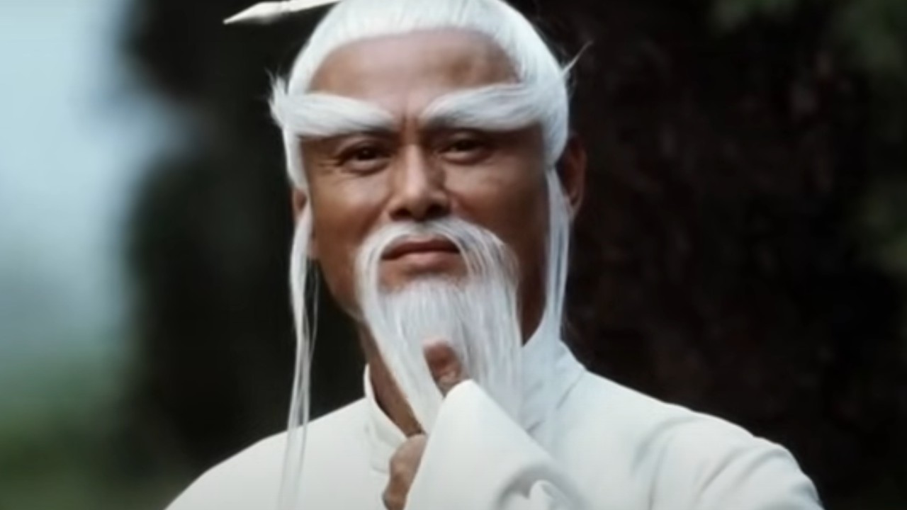 Gordon Liu with a long white beard in Kill Bill Vol. 2