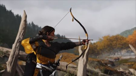 A screenshot shows Ghost of Yotei protagonist wielding a bow and arrow